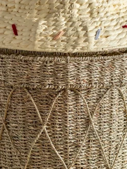 Bloomingville Cesta con tapa Cillie Ø40 cm, Nature ice cream MarrónBeige Clearance