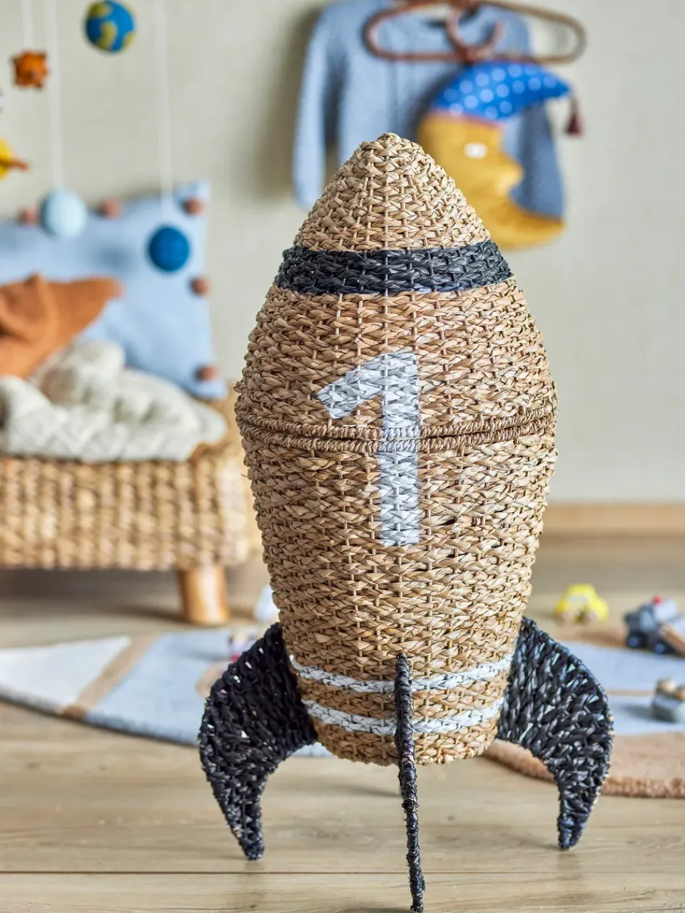 Bloomingville Cesta con tapa Cosmina Ø40x68,5 cm, Natur Beige Discount