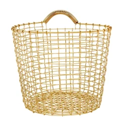 KORBO Cestas De Almacenaje Para Exterior<Cesta de alambre Bin 16, latón Color dorado