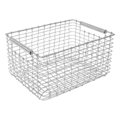 KORBO Cestas De Almacenaje Para Exterior<Cesta Rectangular 15, acero resistente al ácido Plateado