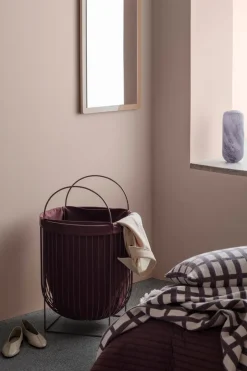 Broste Copenhagen Cesto de la ropa Arild, Puce Aubergine Rojo Best