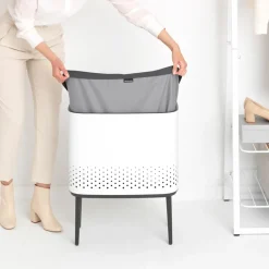 Brabantia Cesto de la ropa Bo 60 L, Blanco Best