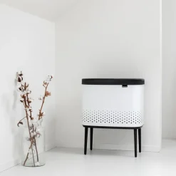 Brabantia Cesto de la ropa Bo 60 L, Blanco Best