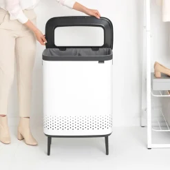 Brabantia Cesto de la ropa Bo high 2x45 L, Blanco New