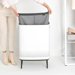 Brabantia Cesto de la ropa Bo high 2x45 L, Blanco New