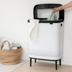 Brabantia Cesto de la ropa Bo high 2x45 L, Blanco New