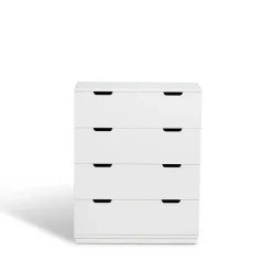 Mavis Cómoda Aoko de 4 cajones, Lacado Blanco New