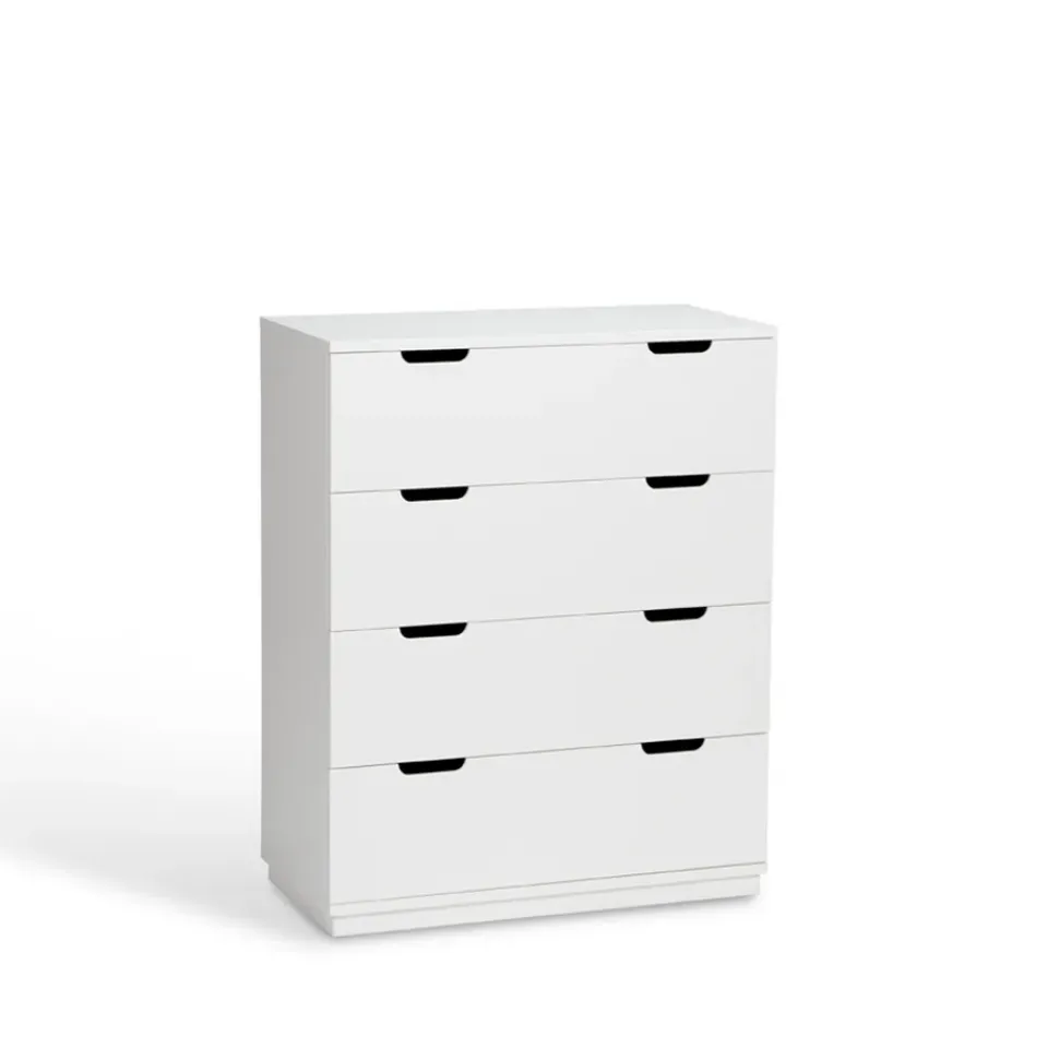 Mavis Cómoda Aoko de 4 cajones, Lacado Blanco New