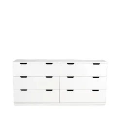 Mavis Cómoda Aoko doble 6 cajones, Lacado Blanco Outlet