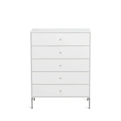 Mavis Cómoda Volt 5 cajones blanca, Detalles en acero inoxidable Blanco Sale