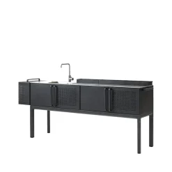 Cane-line Cocina exterior Drop, Lava grey, incl. encimera y grifo Gris Hot