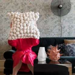 Byon Cojín Pom Pom 45x45 cm, Off white Blanco
