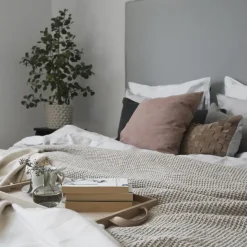 Scandi Living Colcha de cama Moss 260x260 cm, Beige Online