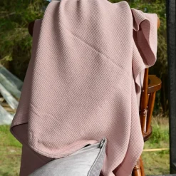 Etol Design Colcha de cama Stripe algodón lavado a la piedra 260x260, Dusty rose Rosa