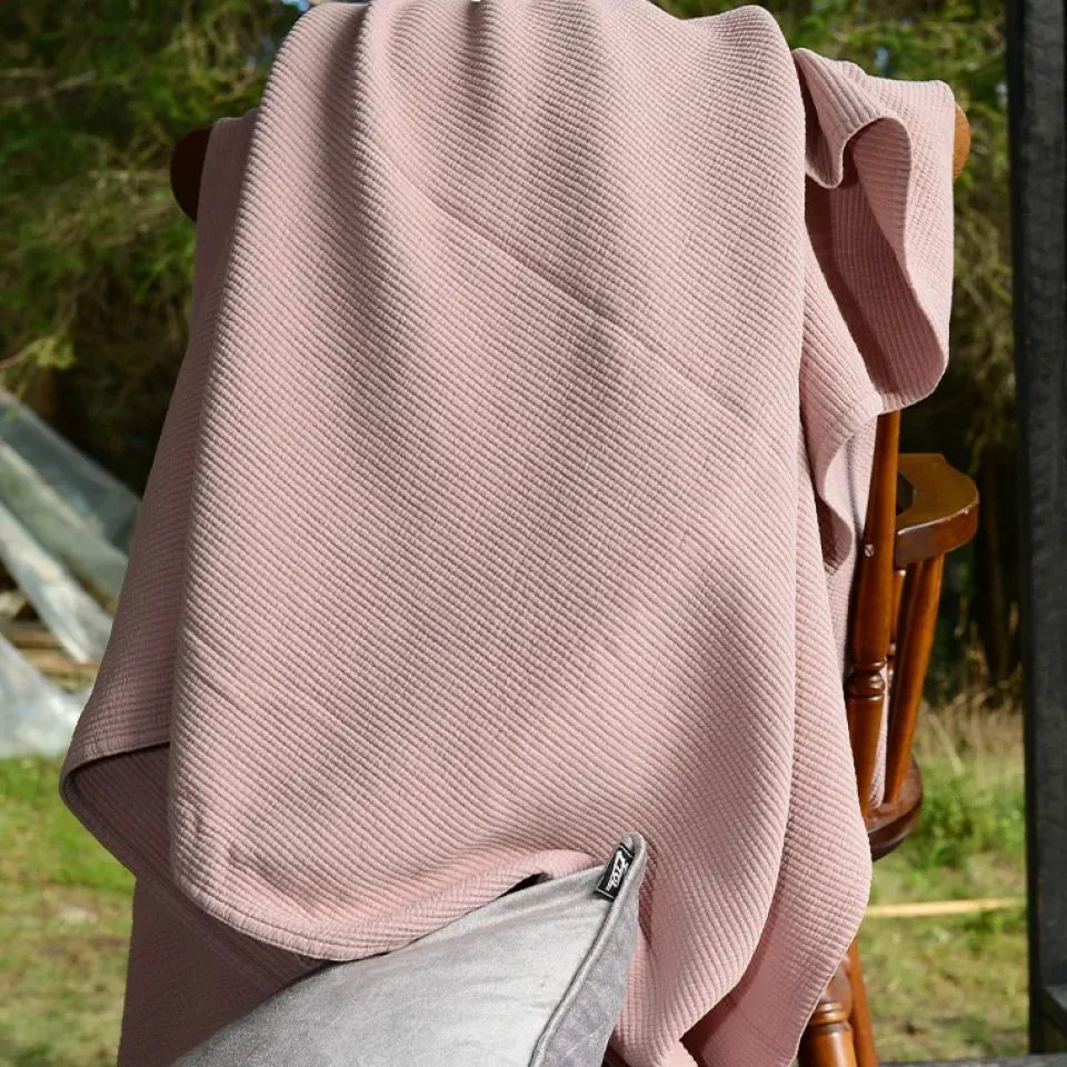 Etol Design Colcha de cama Stripe algodón lavado a la piedra 260x260, Dusty rose Rosa