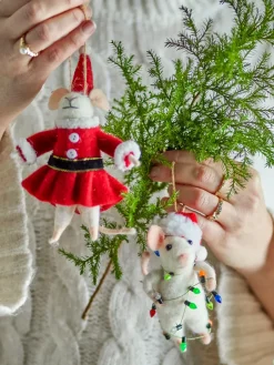 Bloomingville Decoración Navideña<Colgantes de Navidad Peo 2 unidades, -rojo Blanco