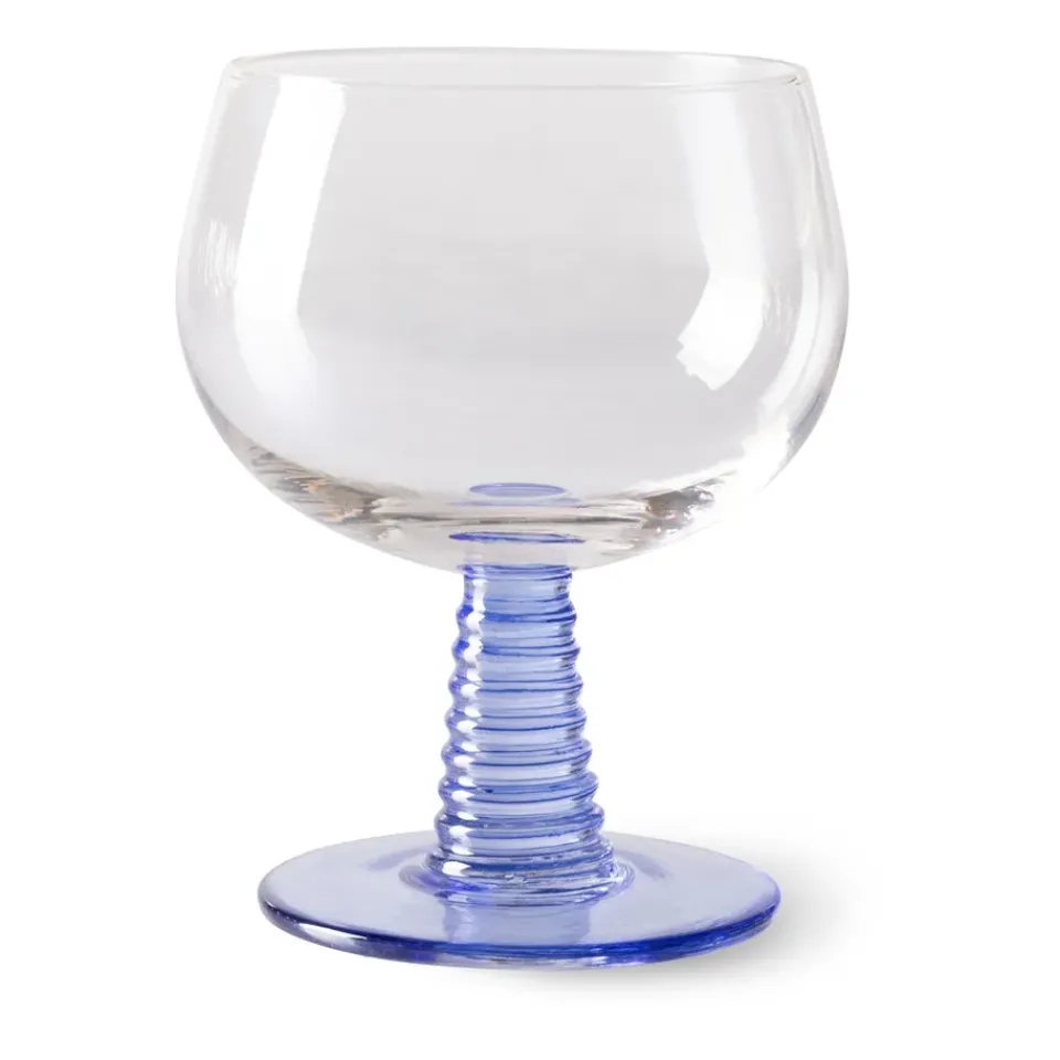 HKliving Copa de vino Swirl baja, Blue Azul Sale