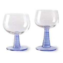 HKliving Copa de vino Swirl baja, Blue Azul Sale