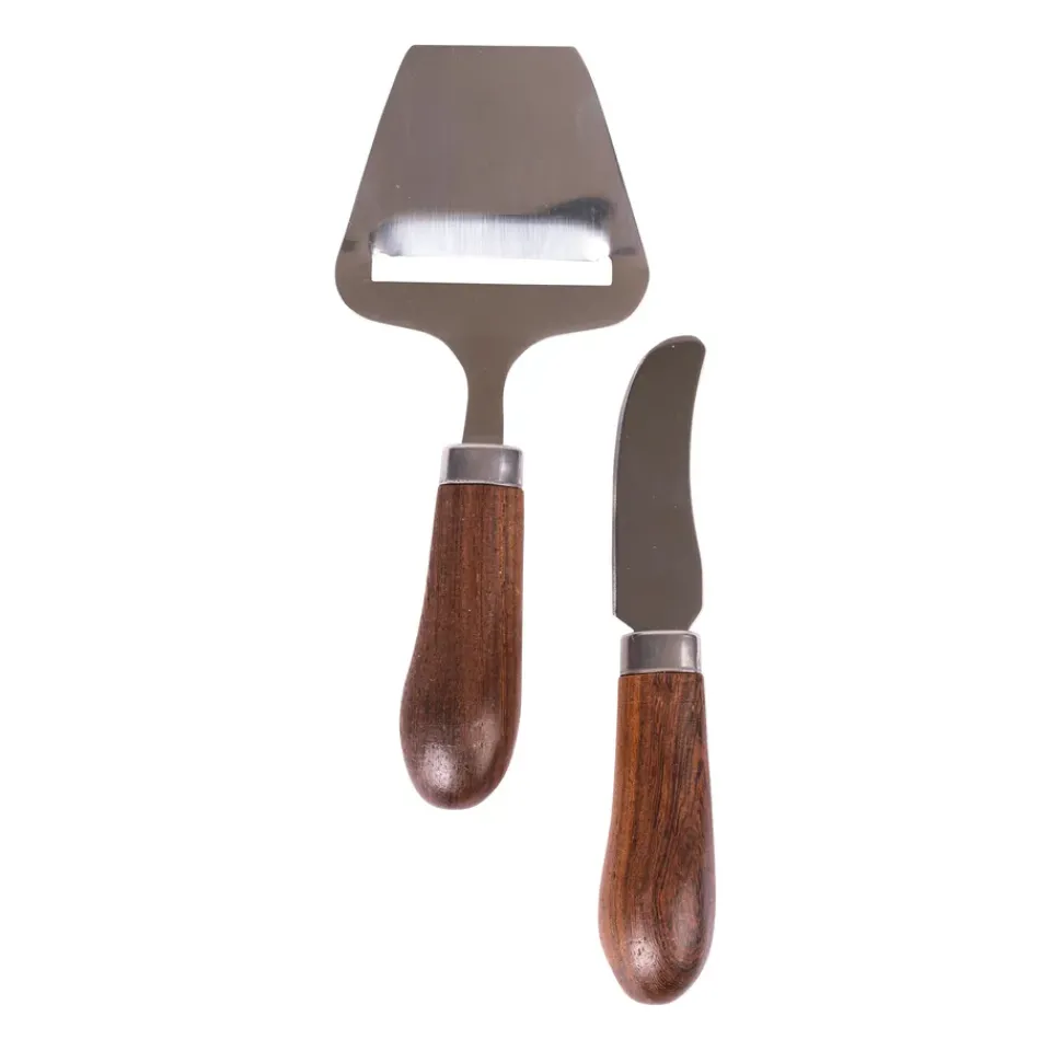 Sagaform Cortaquesos<Cortaquesos y cuchillo de mantequilla Astrid, marrón-plata MarrónPlateado