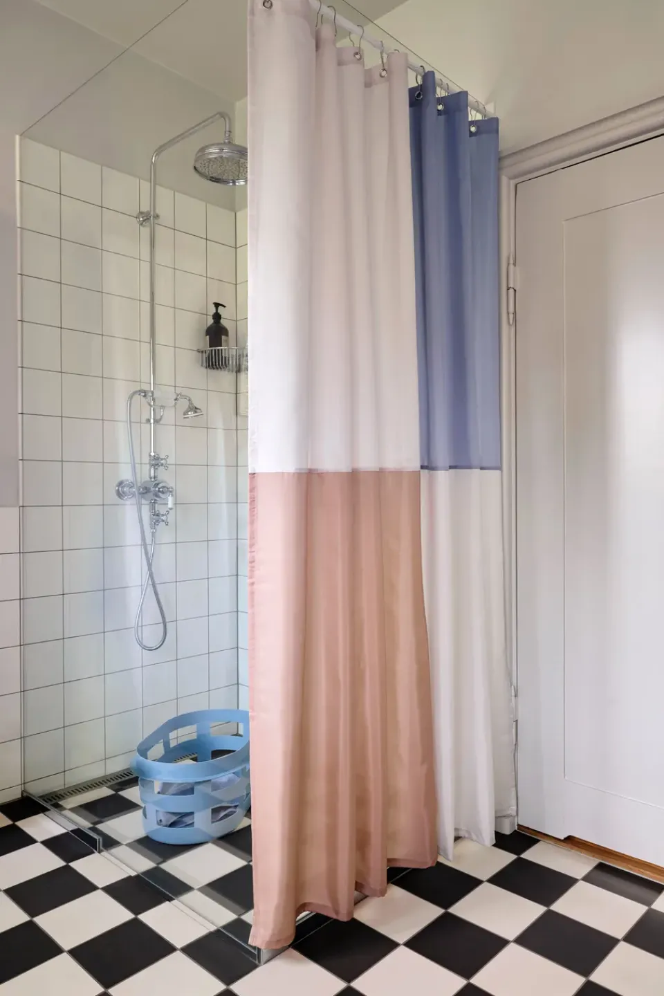 HAY Cortina de baño Check 180x200 cm, Blue Azul Discount
