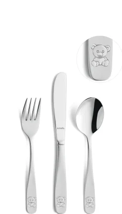 Amefa Cubiertos Infantiles<Cubertería infantil Bear 3 piezas, Acero inoxidable Plateado