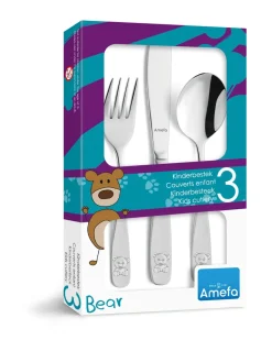 Amefa Cubiertos Infantiles<Cubertería infantil Bear 3 piezas, Acero inoxidable Plateado