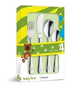Amefa Cubertería infantil Teddy 4 piezas, Acero inoxidable Plateado