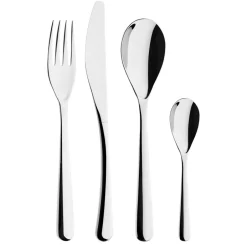 Iittala Cubertería Piano en caja de regalo 24 piezas, Brillo Plateado New
