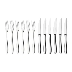 Hardanger Bestikk Cuchillos Para Carne<Cubiertos de carne Fjord, 12 cubiertos, acero inoxidable Plateado