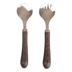 Sagaform Cubiertos de ensalada Astrid, marrón-plata MarrónPlateado Outlet