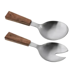 ERNST Cubiertos de ensalada , 2 piezas, Acacia, 18 cm Beige New