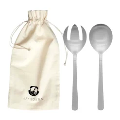 Kay Bojesen Cubiertos de ensalada Grand Prix 18,5 cm 2 piezas, Matte steel Plateado