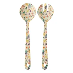 RICE Cubiertos de ensalada melamina 2 piezas, Wild flowers Multi Discount