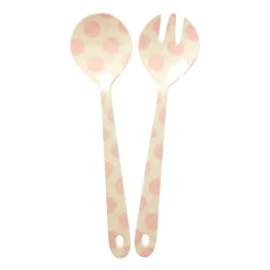 RICE Cubiertos De Ensalada<Cubiertos de ensalada melamina 2 piezas, Pink dots Rosa