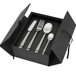 Broste Copenhagen Cuberterías Combinadas<Cubiertos Hune 16 piezas, Brushed satin hammered Plateado