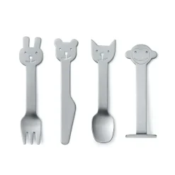 Gense Cubiertos infantiles Animal Friends 4 piezas, 4 piezas Plateado