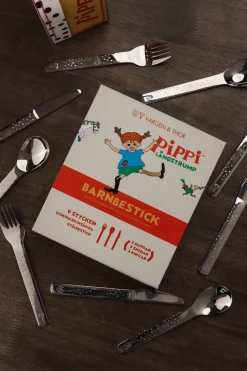Vargen & Thor Cubiertos infantiles Lupo Pippi 9 piezas, Plata Plateado Discount