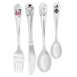 Hackman Cubiertos infantiles Mumin, set de 4, familia Plateado Best