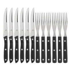 Gense Cuchillos Para Carne|Cuberterías Combinadas<Cubiertos Old Farmer Black 12 piezas, 12 cubiertos PlateadoNegro