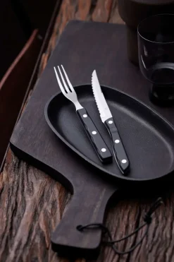 Gense Cuchillos Para Carne|Cuberterías Combinadas<Cubiertos Old Farmer Black 12 piezas, 12 cubiertos PlateadoNegro