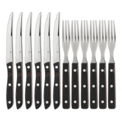 Gense Cuchillos Para Carne<Cubiertos para barbacoa Old Farmer 12 unidades, 12 partes MarrónPlateado