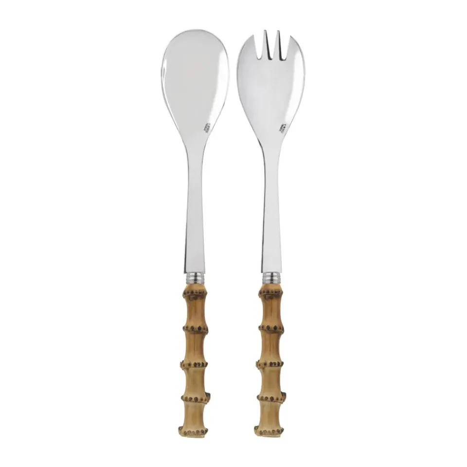 SABRE Paris Cubiertos para ensalada Panda, 2 piezas, Bambú claro Marrón New