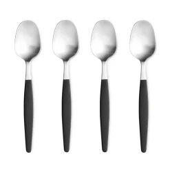 Gense Cucharas de postre Focus de Luxe, set de 4 PlateadoNegro Clearance