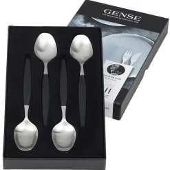 Gense Cucharas de postre Focus de Luxe, set de 4 PlateadoNegro Clearance