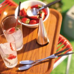 Gense Cucharas de postre Focus de Luxe, set de 4 PlateadoNegro Clearance