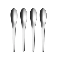 Georg Jensen Cucharillas de té alargadas Arne Jacobsen, 4 piezas Plateado New