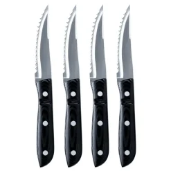 Gense Cuchillo de carne Old Farmer XL Micarta, set de 4 PlateadoNegro Clearance