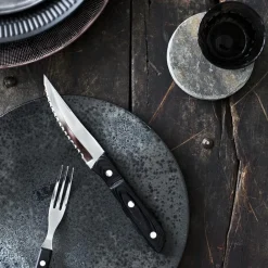 Gense Cuchillo de carne Old Farmer XL Micarta, set de 4 PlateadoNegro Clearance