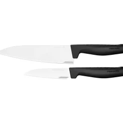 Fiskars Cuchillo de chef y cuchillo de verduras Hard Edge, 2 piezas Negro