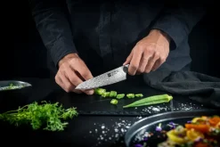 Zwilling Cuchillos De Chef<Cuchillo de cocina compacto Tanrei 14 cm, Acero damasco-negro Plateado